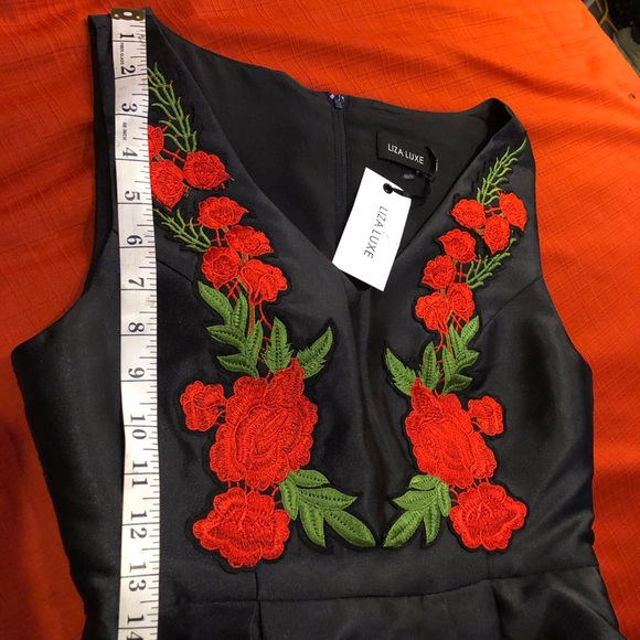 {ModCloth} Stunning Black & Red Rose Swing Dress - Picture 7 of 8